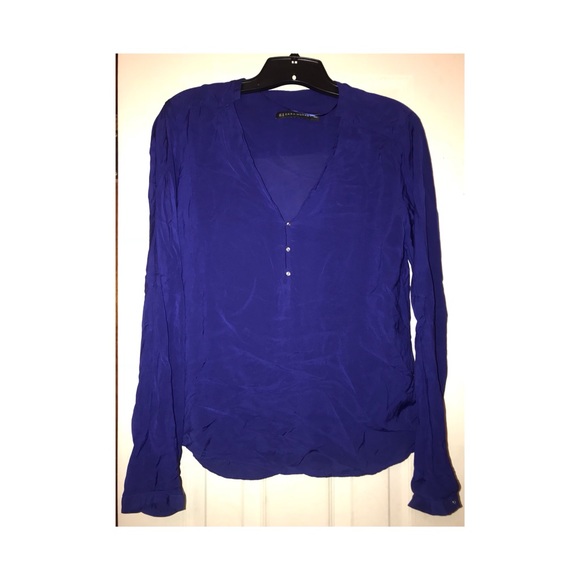 Zara Tops - ZARA WOMAN (M) - BLUE BLOUSE GOLD BUTTONS EUC